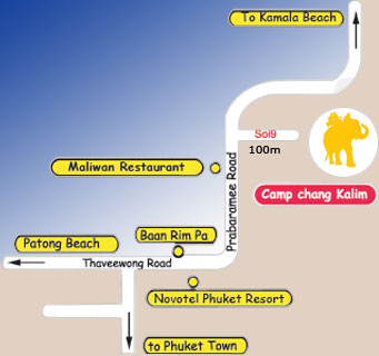 Map to Camp Chang Kalim - Elephant Trekking Tours Patong Beach Phuket Thailand